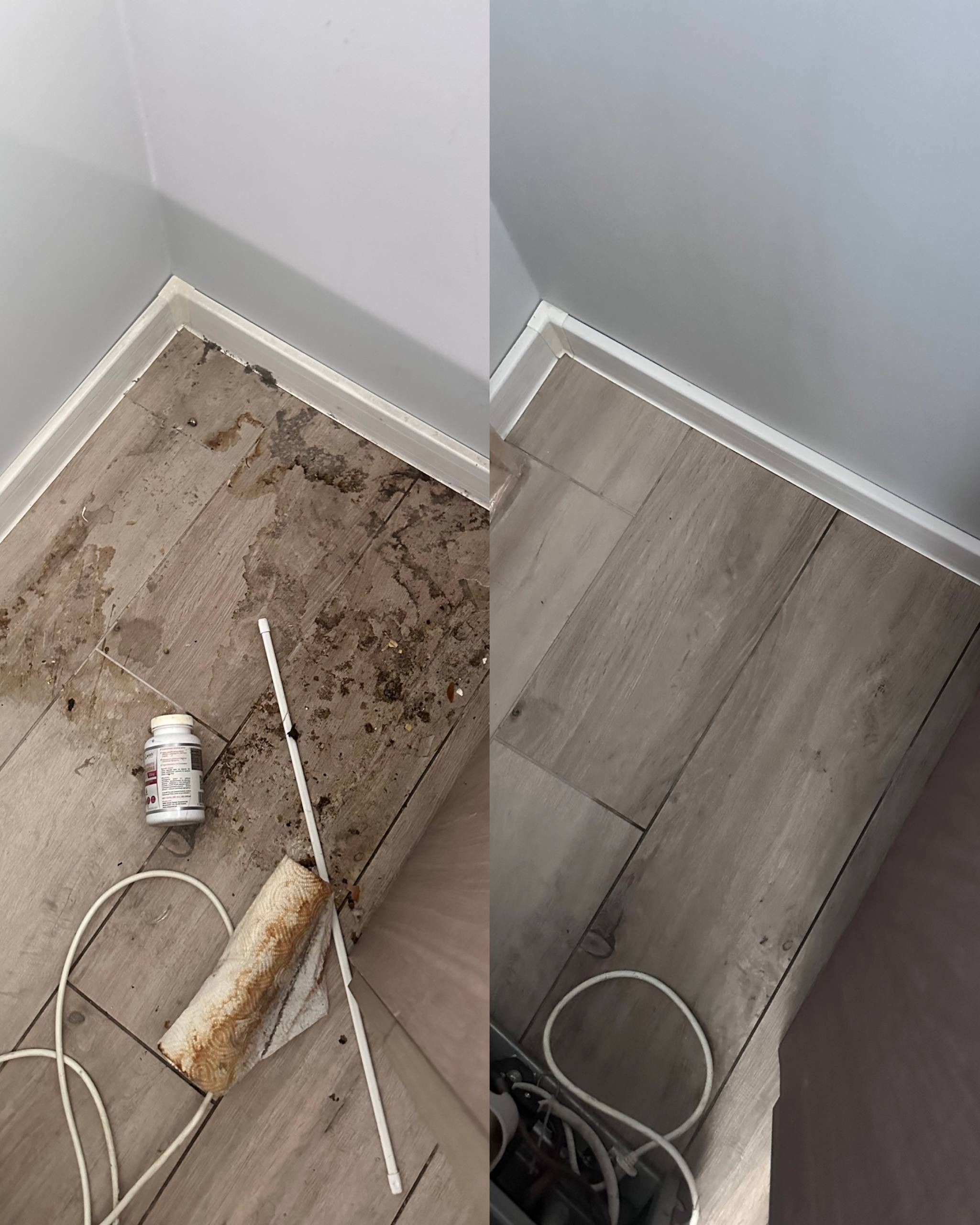 Podłoga przed i po sprzątaniu